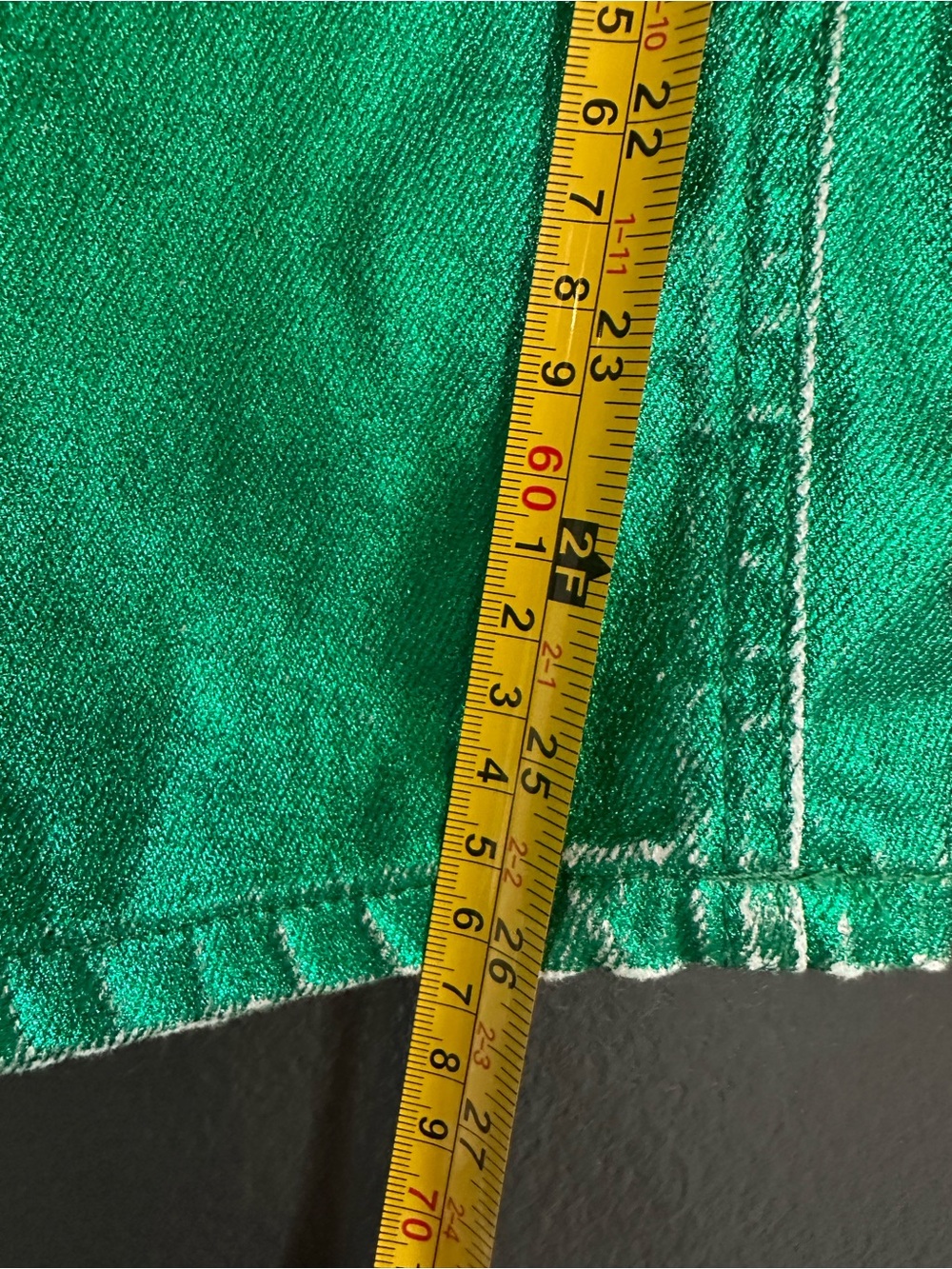 Free People Moxie Metallic Green Barrel Jeans Sample Factory Distressed NWOT 28 - Picture 8 of 15